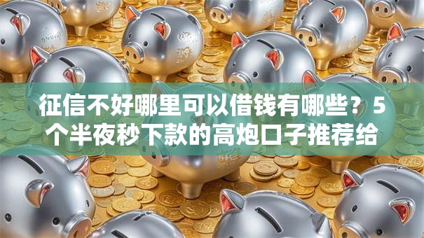 征信不好哪里可以借钱有哪些？5个半夜秒下款的高炮口子推荐给你